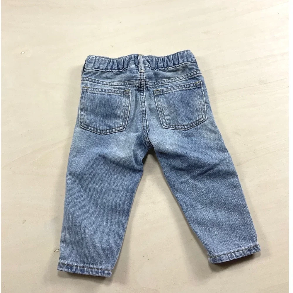 Gap Baby My First Easy Slim Jeans Light Wash Dog Lightning Bolt 12-18 Months